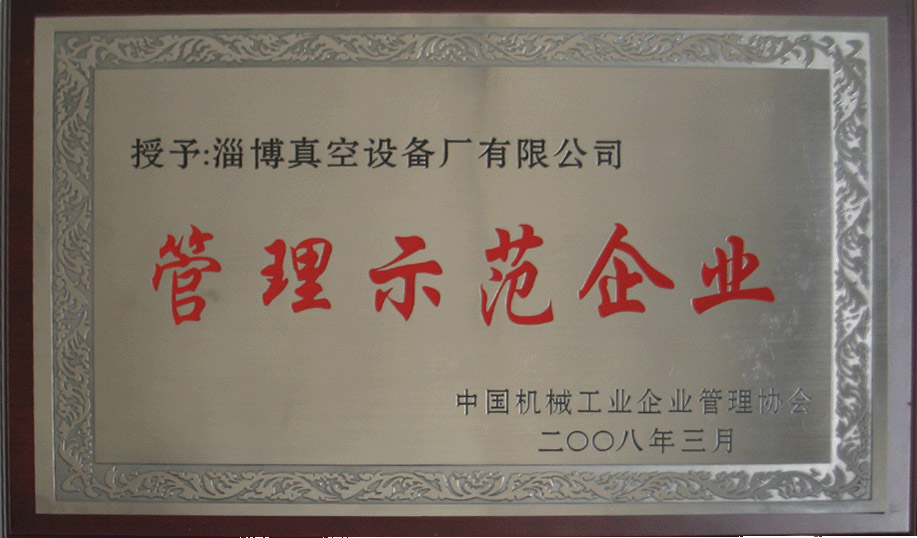 2008年3月，公司被中國機(jī)械工業(yè)企業(yè)管理協(xié)會授予“管理示范企業(yè)”